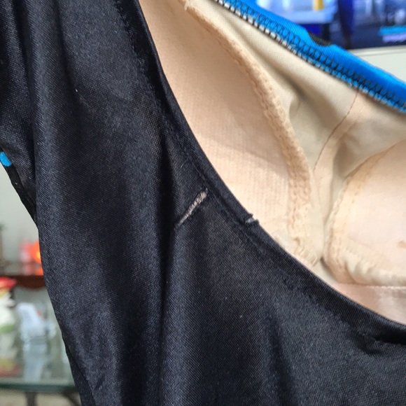 ROSE MARIE REID ONE PIECE SWIMSUIT BLUE & BLACK POLKA DOTS SIZE 10 - Picture 6 of 7